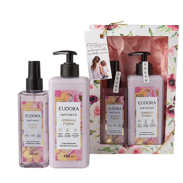 Kit Instance Ameixa e Praliné: Spray Perfumado 200ml + Hidratante Corporal 400ml + Caixa Presenteável