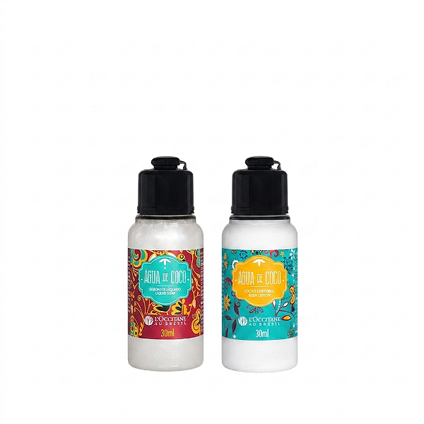 Kit Água de Coco Mini L'Occitane Au Bresil: Loção Corporal 30ml + Sabonete Líquido 30ml
