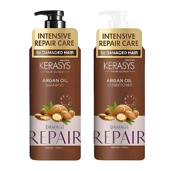 Kit Argan Oil Kerasys: Shampoo 400ml + Condicionador 400ml