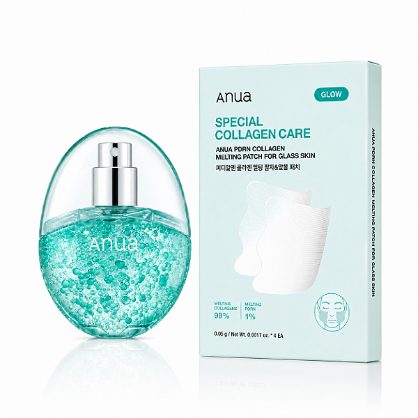 Kit Anua: Sérum Facial PDRN Collagen Glow 30ml + Patch PDRN Collagen Melting (4 Pares)