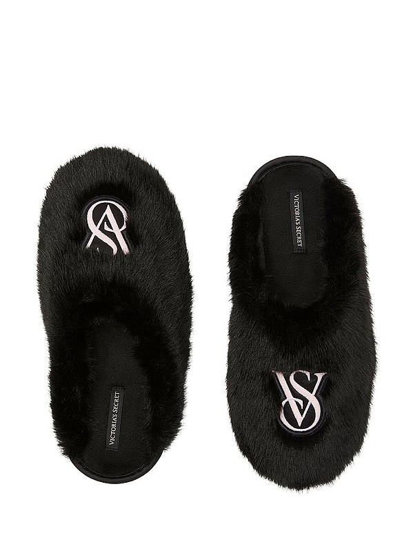 Pantufa Luxe Plush Closed-Toe Slippers Preto Victoria's Secret - Tamanho: P