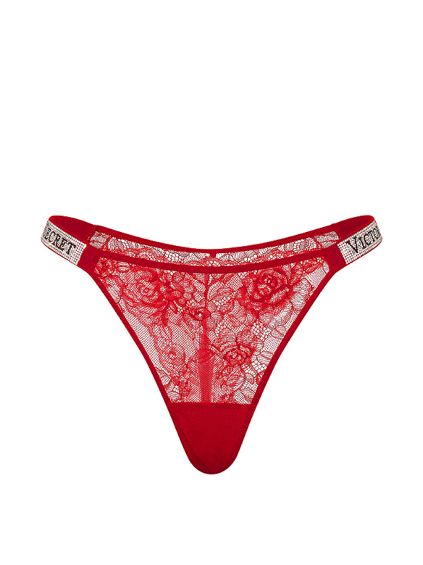 Calcinha Shine Strap Lace High-Leg Brazilian Victoria’s Secret - Rosa Tamanho: M