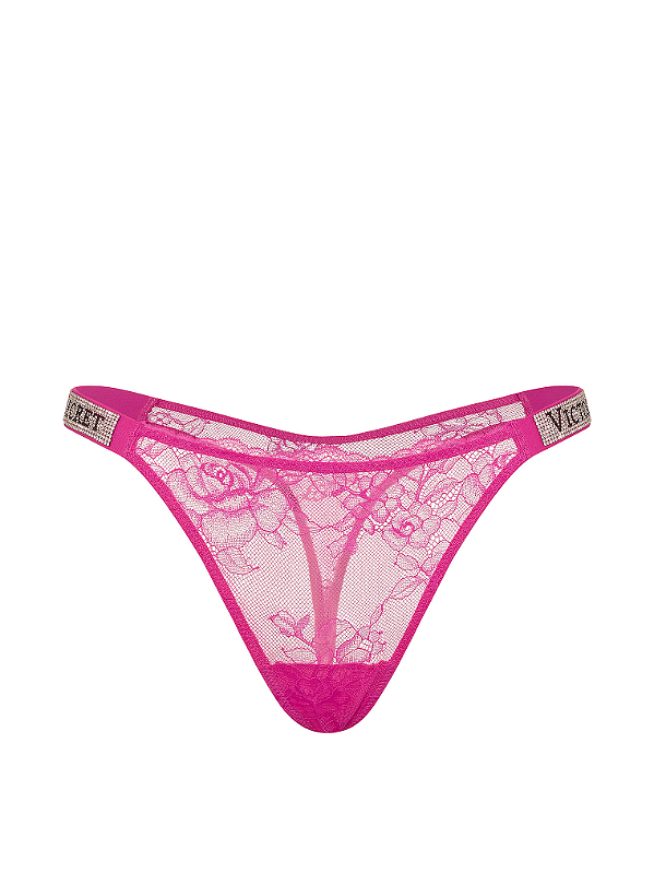 Calcinha Shine Strap Lace Thong Panty Victoria’s Secret - Pink Tamanho: P