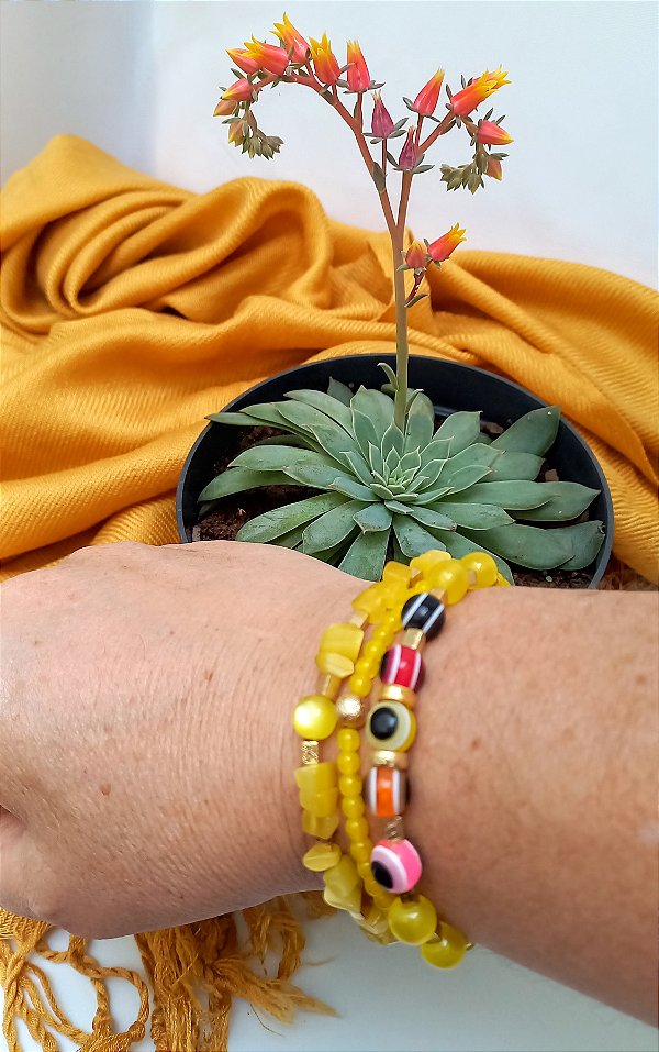 Pulseira Olho Grego Amarela.