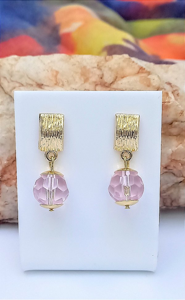 Brinco Rosa Cristal.