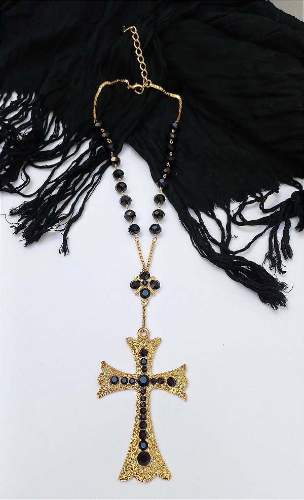 Colar Curto Cruz Black.