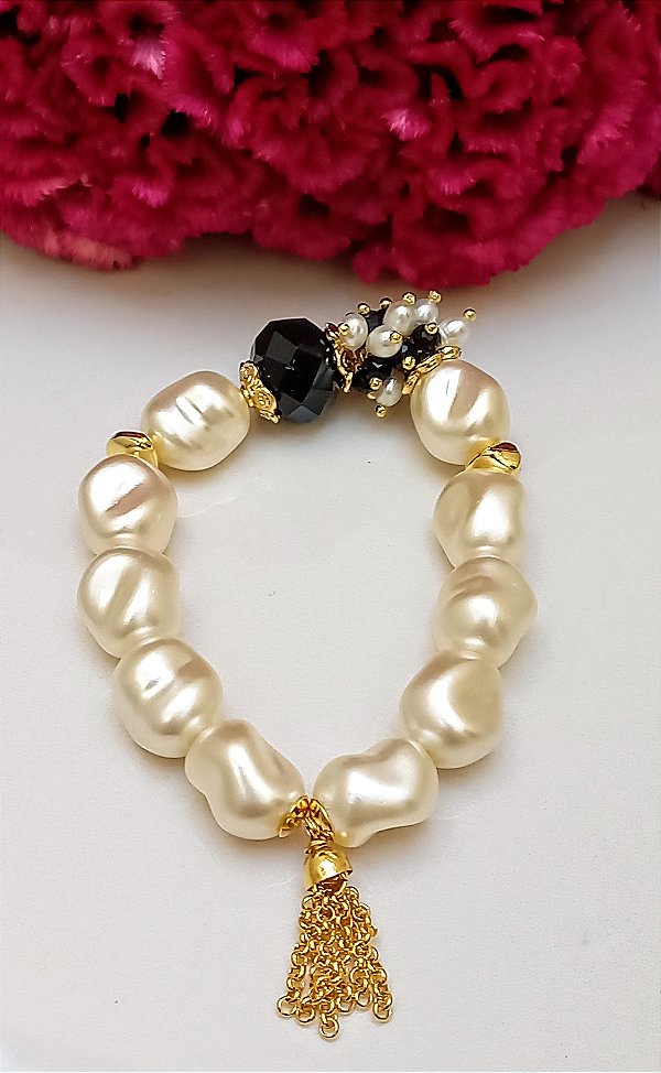 Pulseira Pérolas Preto.