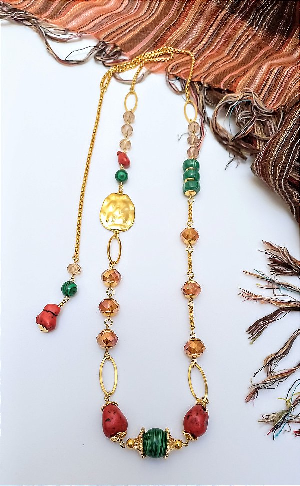 Colar Longo Verde Red.