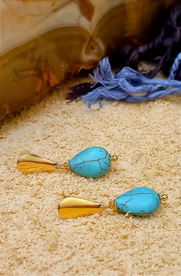 Brinco Delicado Gota Turquesa.