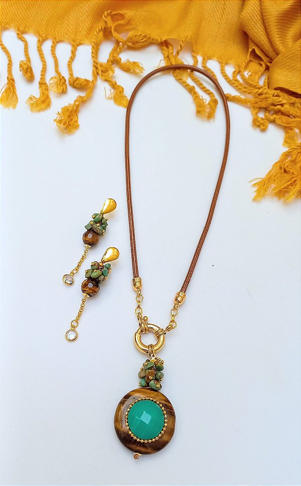 Colar Curto Olho de Tigre.