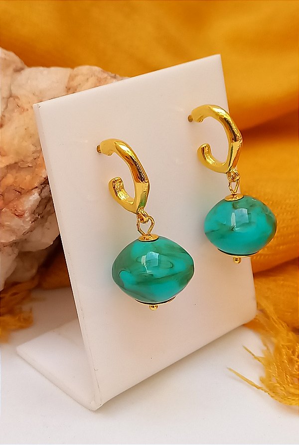 Brinco Turquesa Mesclado.