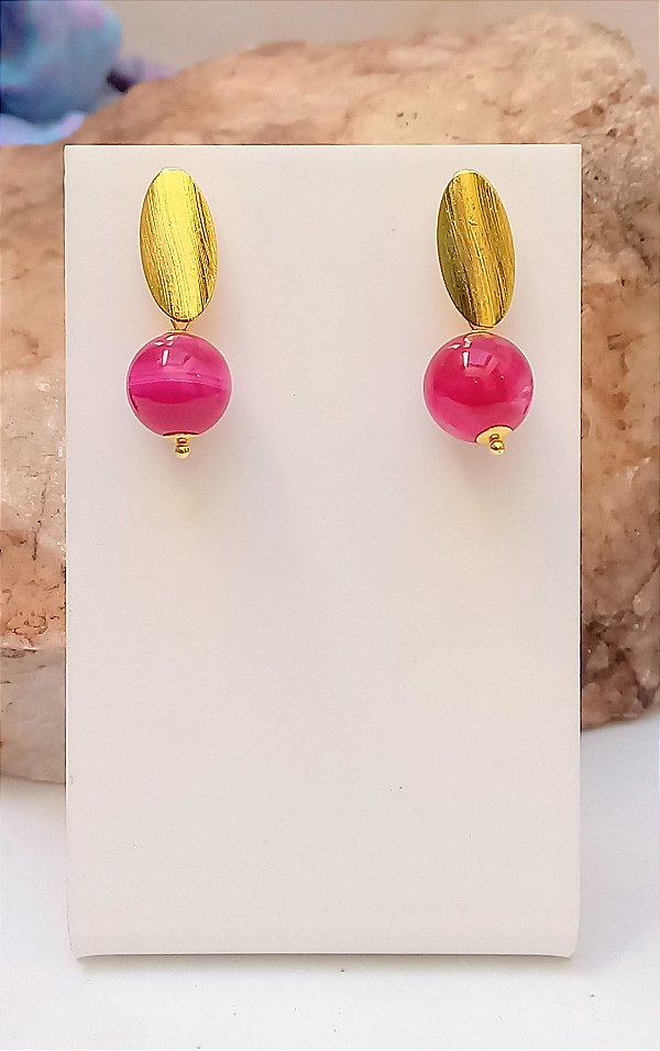 Brinco Básico Ágata Pink.