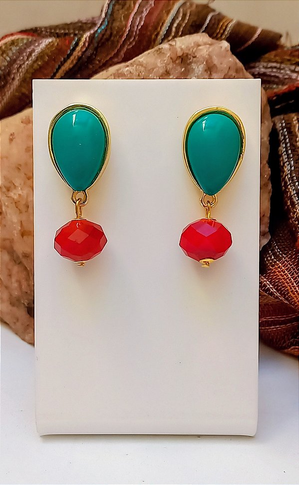 Brinco Gota Turquesa Esverdeada.