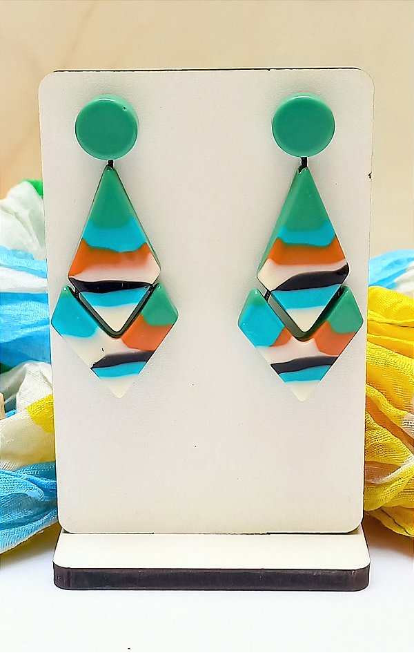 Brinco Resina Verde Cores.