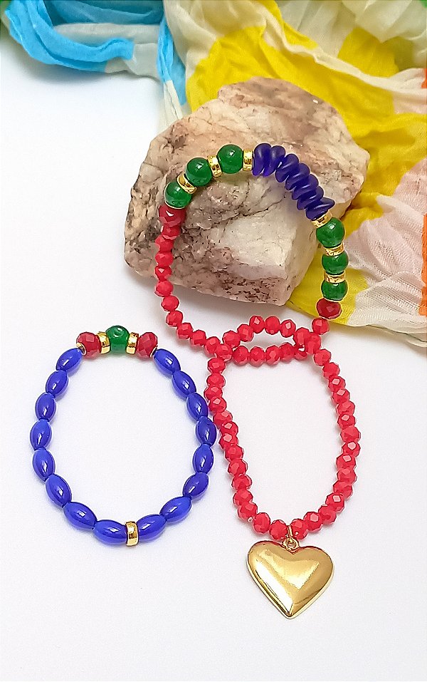 Kit de Pulseiras Vinho.