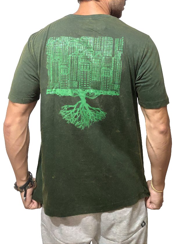 Camiseta Masculina Marmorizada Verde Enclosed