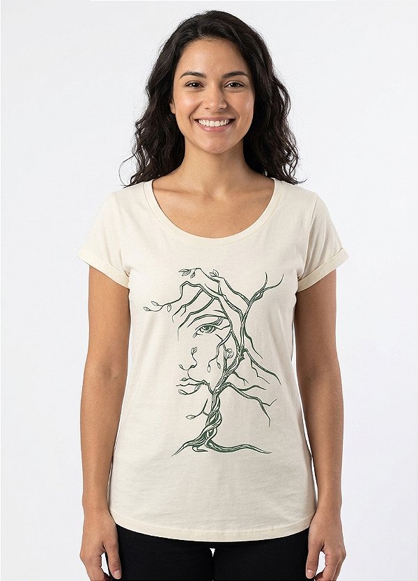 Camiseta Feminina Offwhite Face Tree