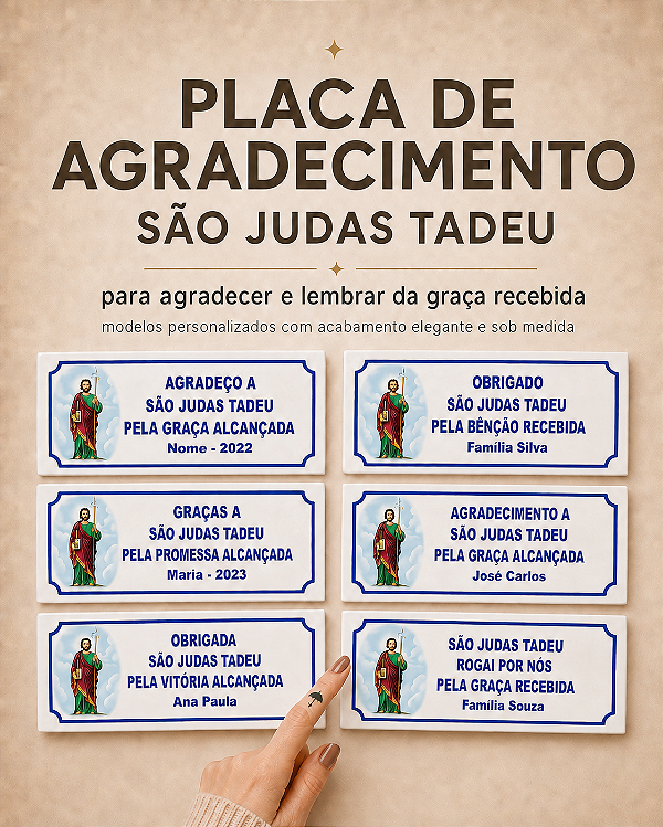 Placa de agradecimento São Judas Tadeu - PVC