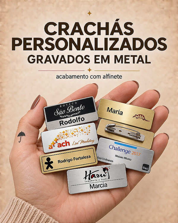 Crachas em aço ou latão PERSONALIZADO