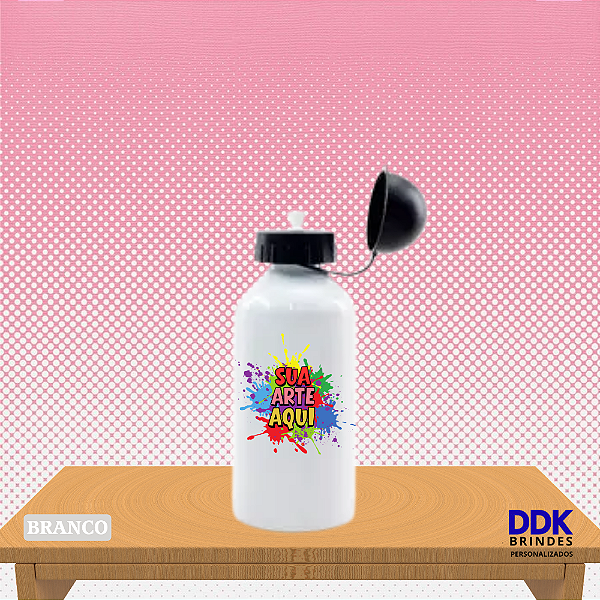 Squeeze Personalizado 500ml Alumínio Branco Tampa Bola