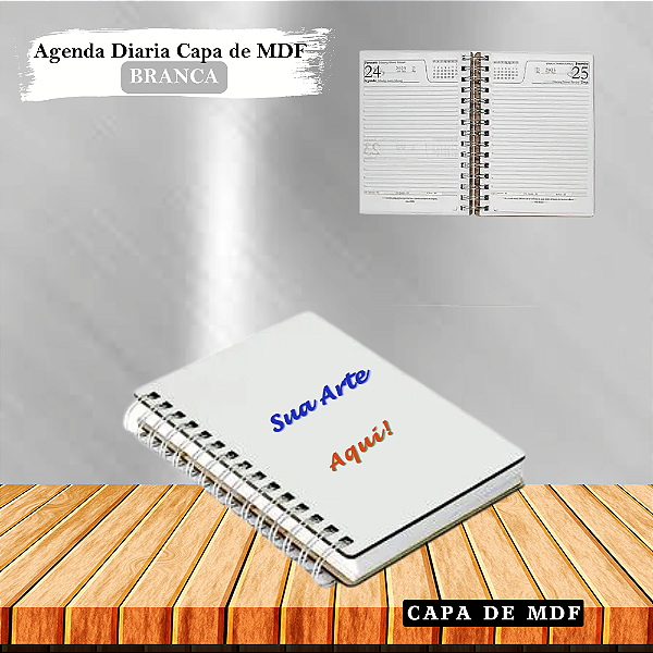 Agenda Diária Ano 2025 Capa de MDF Personalizada