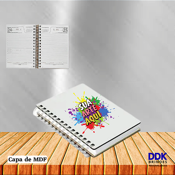 Agenda Diária Ano 2026 Capa de MDF Personalizada