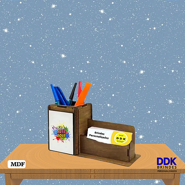 Porta Caneta e Cartão Personalizada de MDF