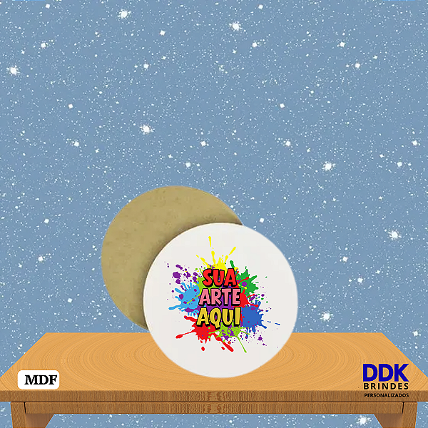 Porta Copos Personalizado Redondo de MDF kit com 05 Unidades