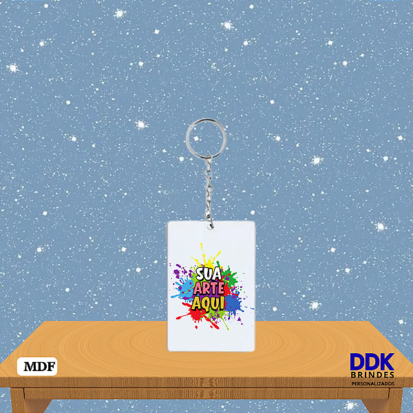 Chaveiro de MDF Personalizado 5,5x2,9 cm Retangular Bco - Kit 10 Unid.