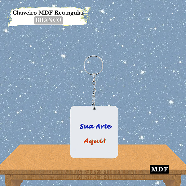 Chaveiro de MDF Personalizado Branco Retangular 5,5x5 cm - 10 Unidades