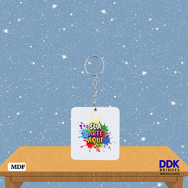 Chaveiro de MDF Personalizado 5,5x5 cm Retangular Bco - Kit 10 Unid.