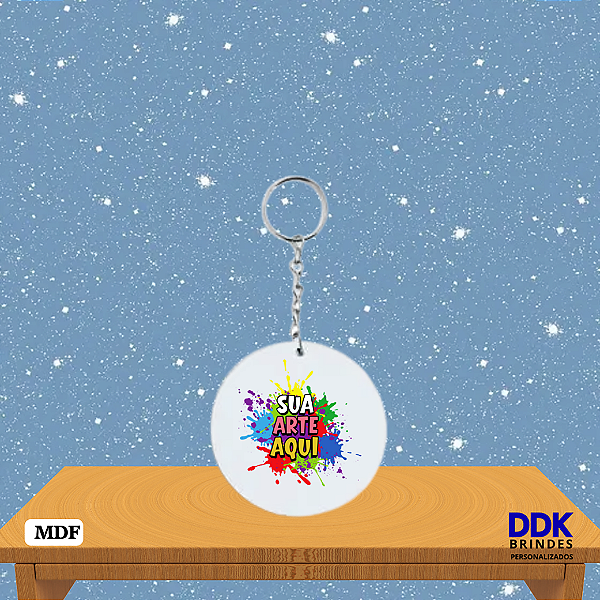 Chaveiro de MDF Personalizado 4,0 cm Redondo Bco - Kit com 10 Unid.