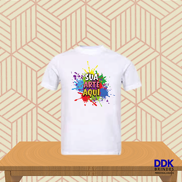 Camiseta Personalizada Infantil Poliéster Branca.