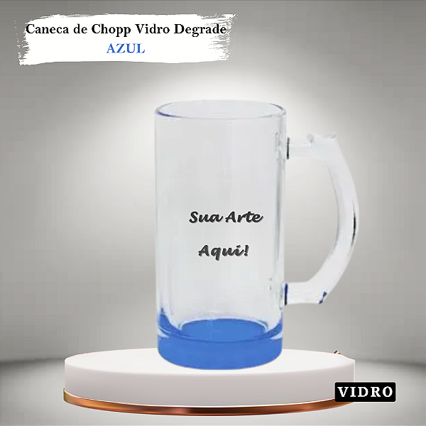 Caneca de Chopp Personalizada Vidro Cristal Degrade 475ml (Diversas Cores)