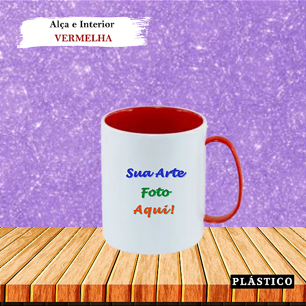 Caneca Personalizada Alça e Interior Colorido (Polímero) 325ml (Div. Cores)
