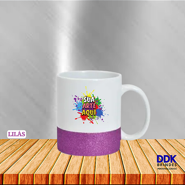 Caneca Personalizada Cerâmica 325ml Tarja Glitter