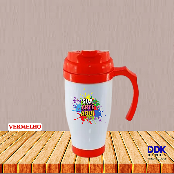 Caneca Personalizada Polímero (Plástico) 475ml Térmica com Tampa