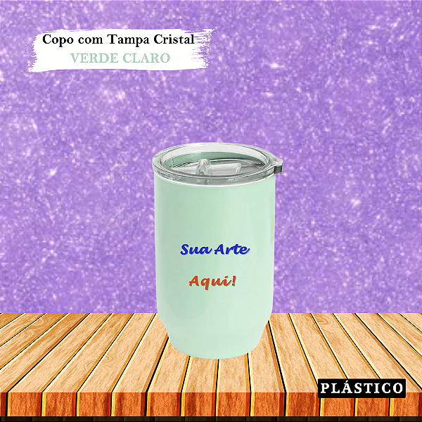 Copo Plástico Personalizado com Tampa Cristal 450ml (Div. Cores)