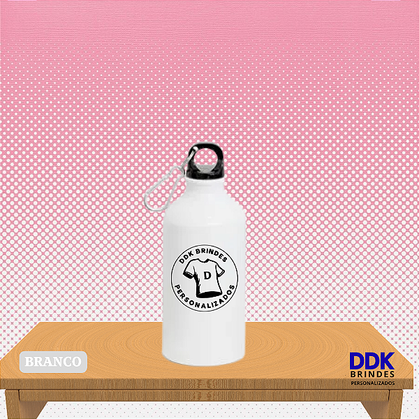 Squeeze Personalizado 550 ml Alumínio Branco c/Mosquetão