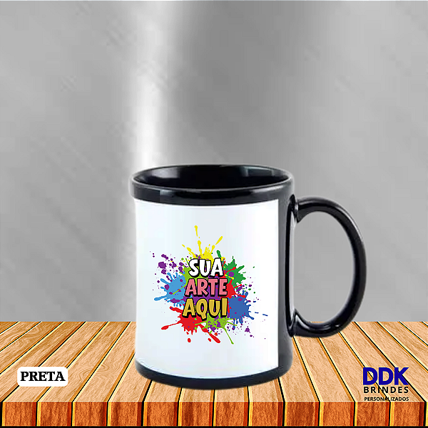 Caneca Personalizada de Cerâmica 325ml com Faixa Branca
