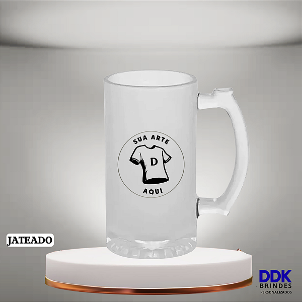 Caneca de Chopp Personalizada Vidro Jateado 475ml