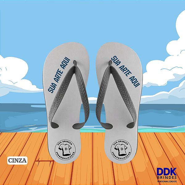 Chinelo Personalizado Adulto Cinza