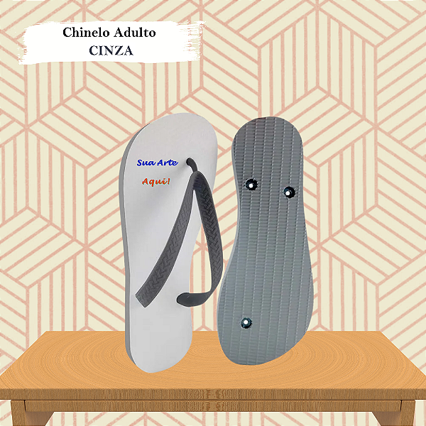 Chinelo Personalizado Cinza Adulto
