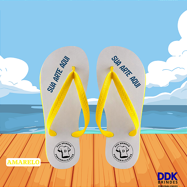 Chinelo Personalizado Adulto Amarelo
