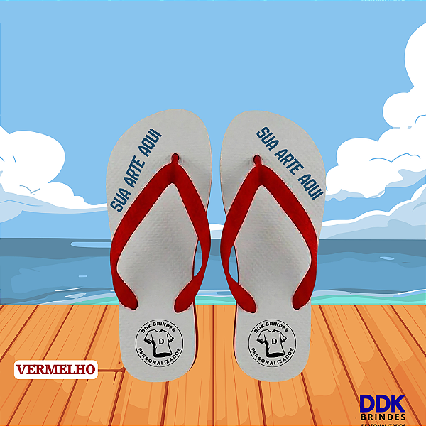 Chinelo Personalizado Adulto Vermelho