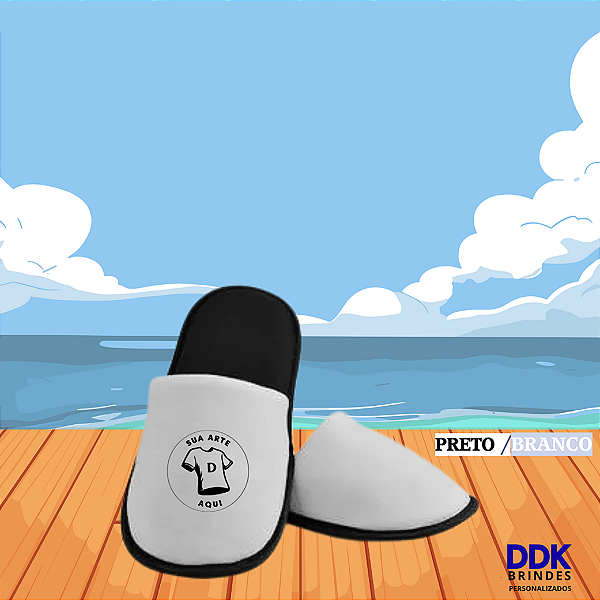 Pantufa Personalizada Adulto Preta/Branco