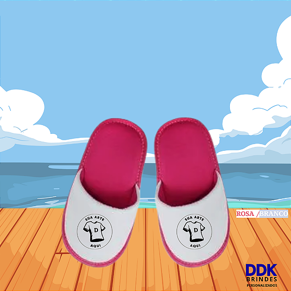 Pantufa Personalizada Infantil Rosa/Branco