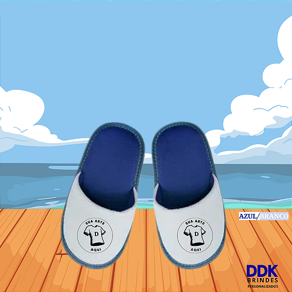 Pantufa Personalizada Infantil Azul/Branco