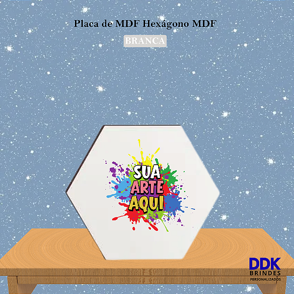Placa Personalizada 13,5cm Hexágono de MDF