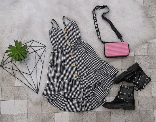 Vestido Mullet Xadrez Preto/Branco